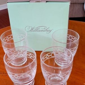 DBL.-OLD-FASHIONED Bar Glasses, "Williamsburg Gazebo" 12oz New Boxed Set/Four.